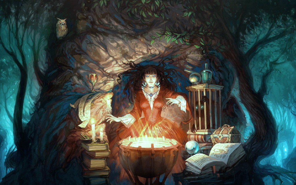 witch_occult_wiccan_wicca_cauldron_fire_flames_magic_book_spell_book_trees_forest_cg_digital_art_artistic_forest_detail_dark_halloween_fantasy_1920x1200